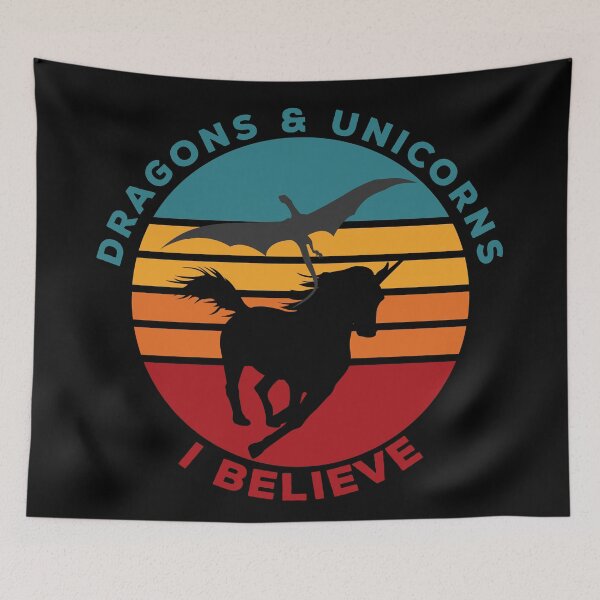 Item preview, Dragons and Unicorns - Unicorns and Dragons Silhouette designed and sold by Coder-T.