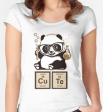 Camiseta entallada de cuello ancho El panda de la química descubrió lindo