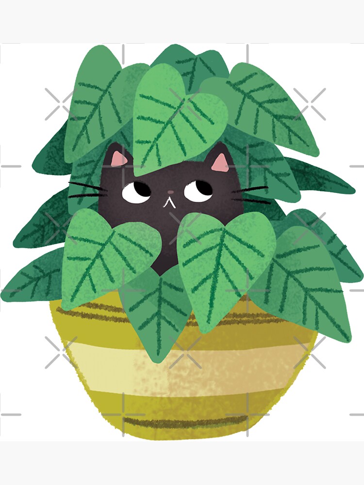 Black Cat In planter by michelledraws