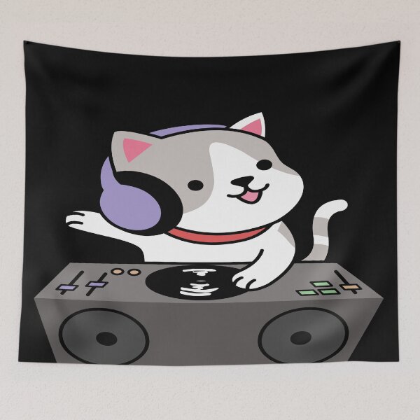 Item preview, Cat Dj designed and sold by TrueTrippyArts.