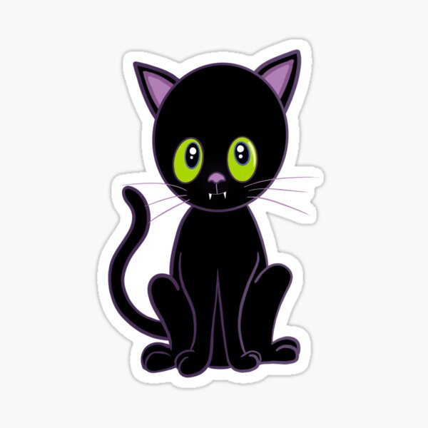 Black Halloween cat Sticker