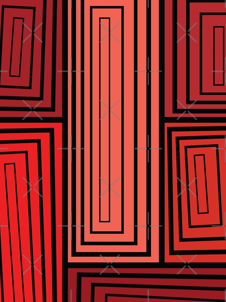 Aperçu 5 sur 5. Robe trapèze avec l'œuvre Tableau Rectangles Illusions Optiques - Rouge créée et vendue par RoguePatterns.