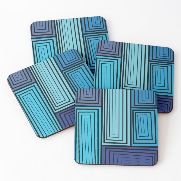 Item preview, Optical Illusions Rectangles Tableau – Blue designed and sold by RoguePatterns.