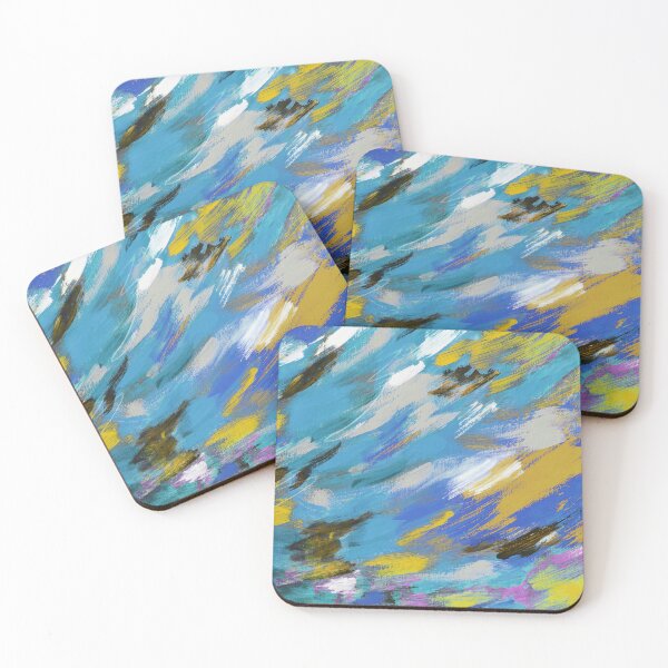 Item preview, Mundane Blended - Blue, Yellow, & Grey Abstract Oil Paint Art designed and sold by goodygoodstuff.
