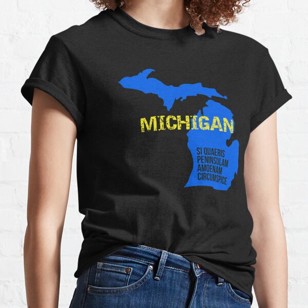 State Motto of Michigan Silhouette Outline Art MI Pride Gift product Classic T-Shirt