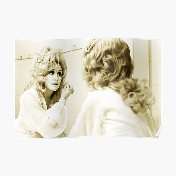 Dolly parton applying facial make-up Poster