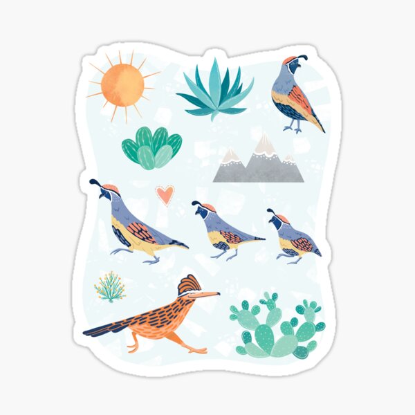 Aperçu de l'œuvre Desert Bird Caille Roadrunner & Cactus créée et vendue par DreamBoxArt.