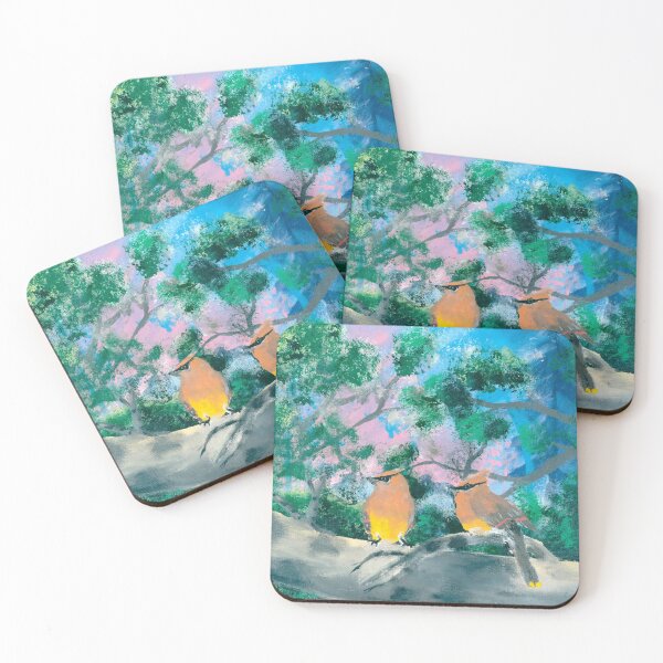 Item preview, Original Acrylic - Cedar waxwing in the sunrise - Part of a triptych designed and sold by Eejee-SK.