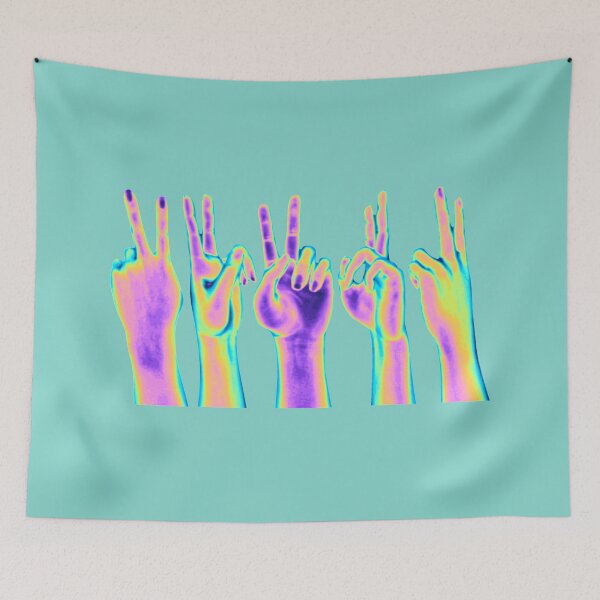 Item preview, Electric Holo Hands making peace sign  designed and sold by dinaaaaaah.