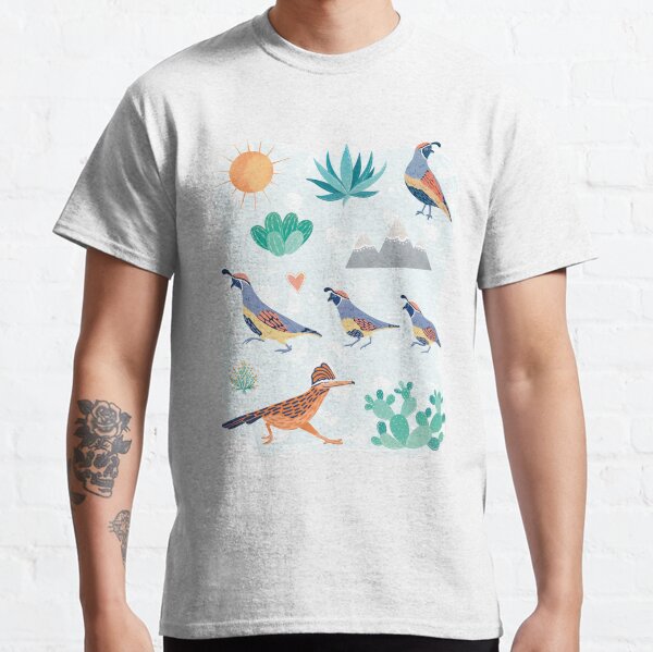 Desert Bird Quail Roadrunner & Cactus Classic T-Shirt