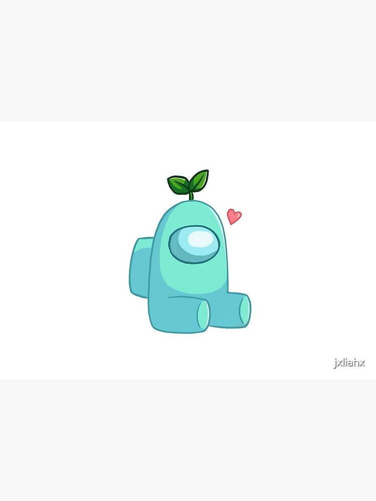 cyan among us crewmember with a leaf hat by jxliahx