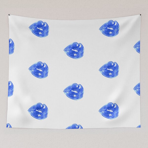 Item preview, Blue Seductive Thick Lips Watercolor Painting designed and sold by javes93.
