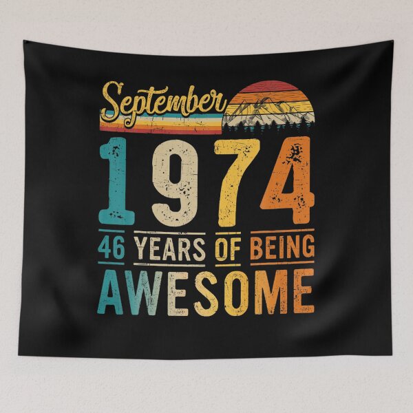 Item preview, Retro 46th Bday Gift Distressed September 1974 Born In 1974 designed and sold by RosaMapes.