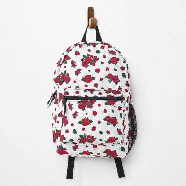Item preview, Vector scattered red roses and leaves againts white background seamless pattern. designed and sold by jamiesoondesign.