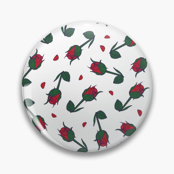 Item preview, Vector red single rose stalk againts white background seamless pattern with scattered petals. designed and sold by jamiesoondesign.