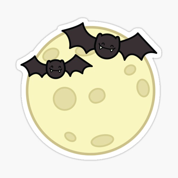 Cute Bats and Moon Halloween Design by Tatyana Deniz Sticker