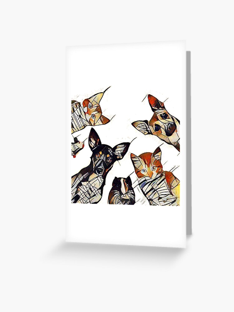 Tarjetas De Felicitacion Divertidos Perros Y Gatos Lindos Para Ninos Animales De Dibujos Animados Para Ninos Que Aman A Los Animales De Switchbitch Redbubble