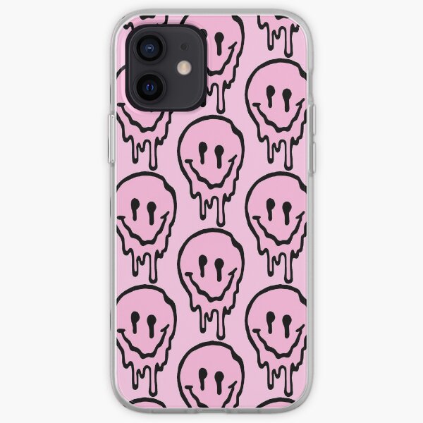 Y2K Baby Pink Drippy Smiley Face iPhone Soft Case