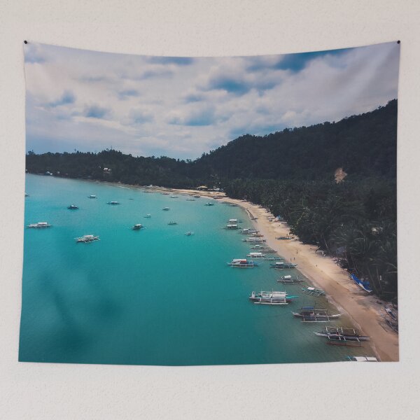 Item preview, Boats in the turquoise bay designed and sold by viknitov.