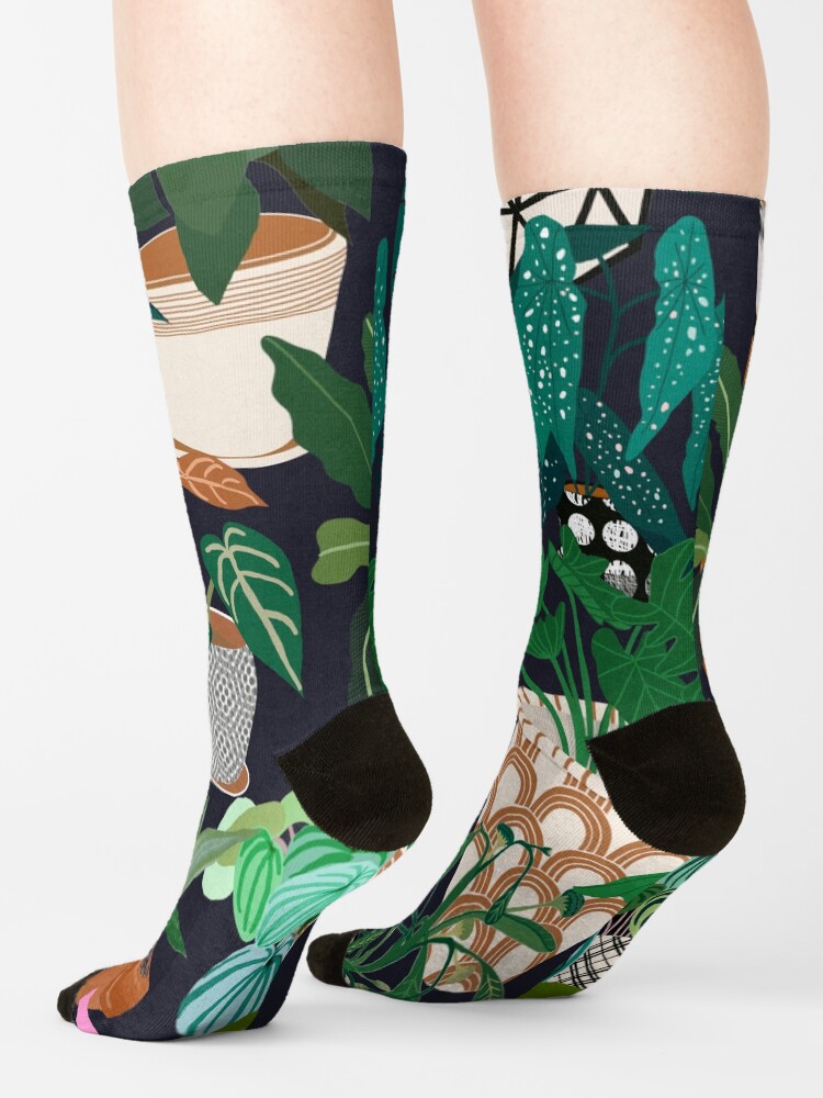 "Patterned pots and plants" Socks by RobynHammond Redbubble