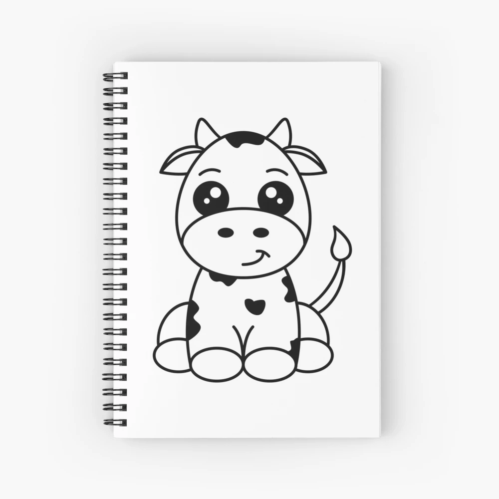 Vacas kawaii. Cute black and white cow.  Spiral Notebook for Sale by  TashaVector