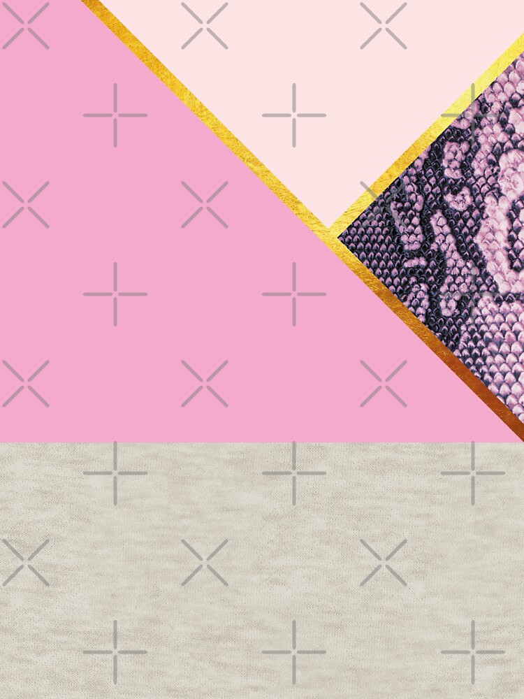 Abstract snake print, color blocking pink by ColorsHappiness