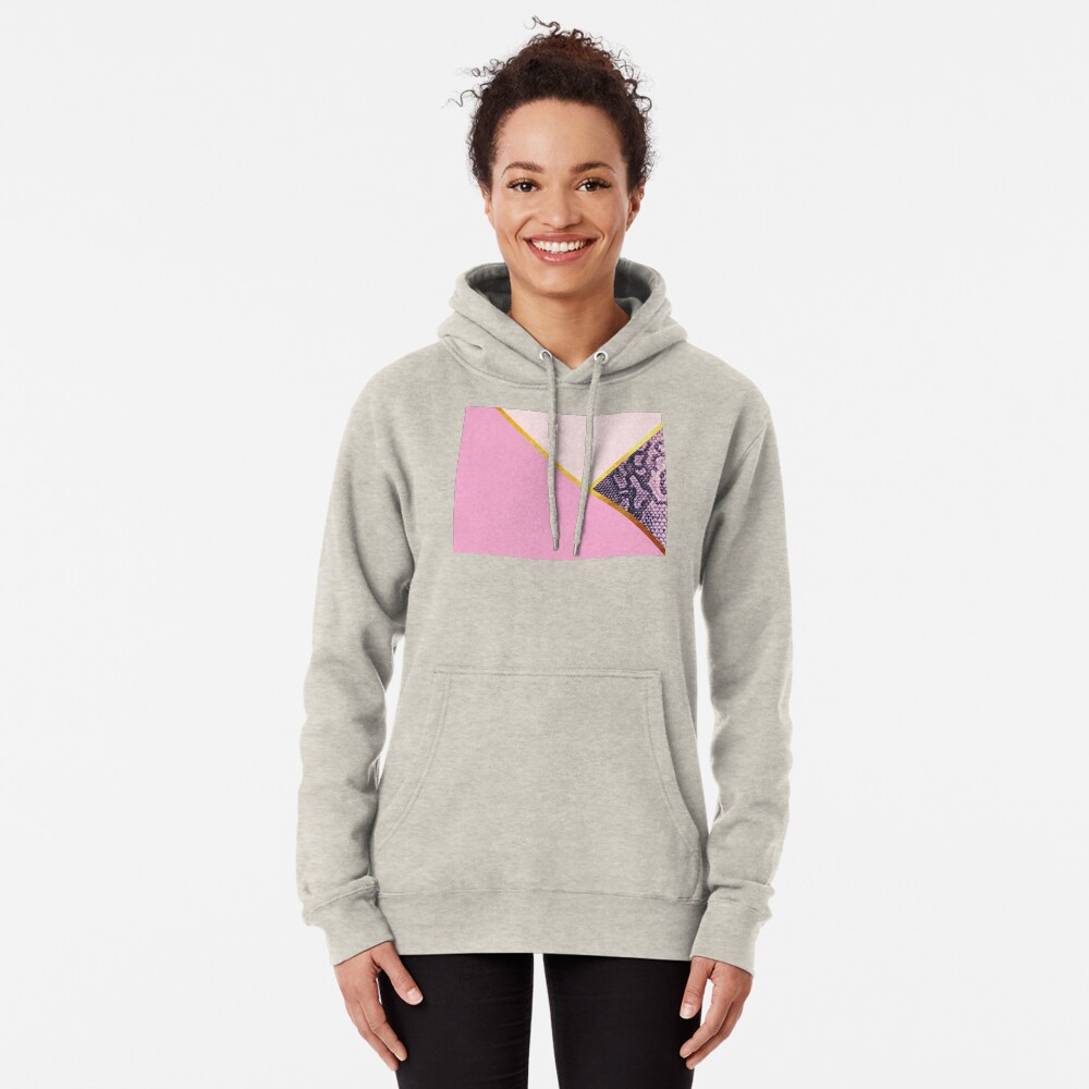 Abstract snake print, color blocking pink Pullover Hoodie
