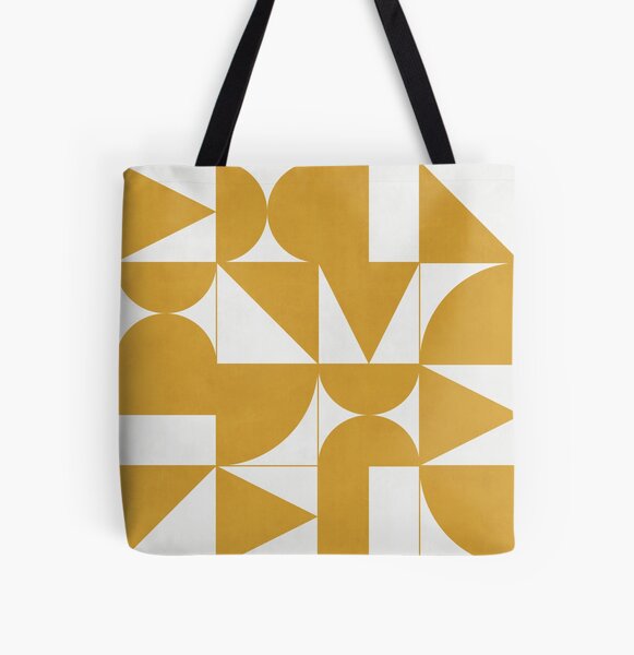 Simple Modern Gray Yellow and Black Geometric Tote Bag