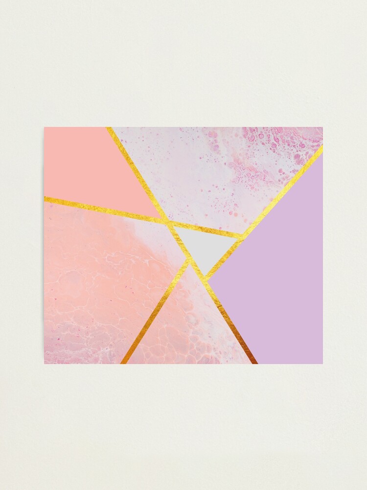 Alternate view of Abstract paint print, color blocking pink Photographic Print