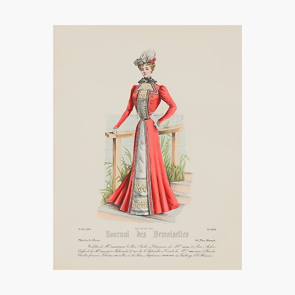 Item preview, Victorian Lady with Red Dress from a 1884 Paris Fashion Magazine designed and sold by Vintage-TM.