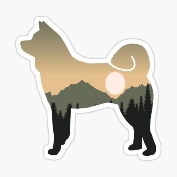 akita inu dog forest mountain sunset gift Sticker