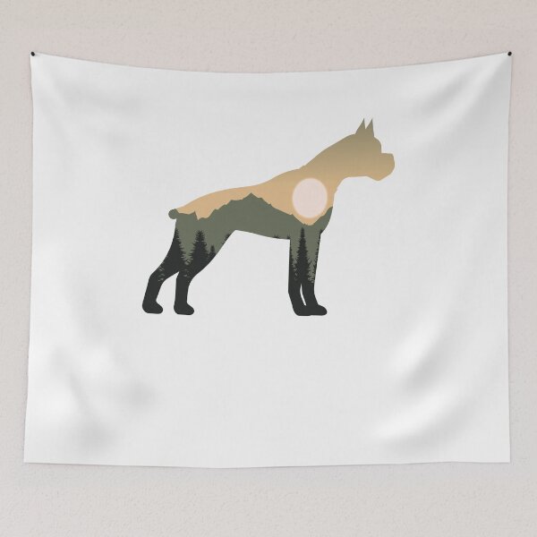 Item preview, boxer dog forest mountain sunset gift designed and sold by alaechamlal.