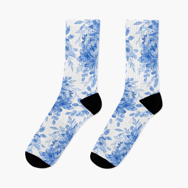 Item preview, Juicy Watercolor Chintz in Cornflower Blue on White  designed and sold by Perrin Le Feuvre.