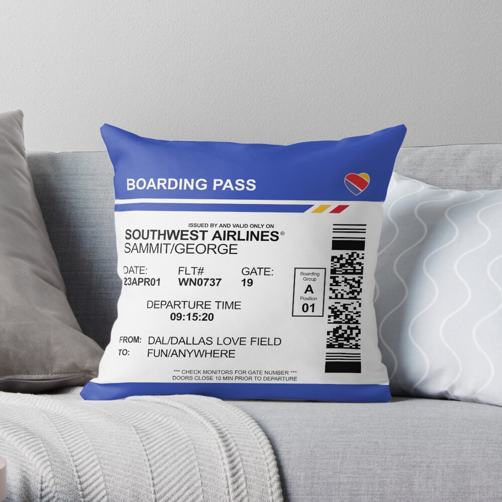 Boarding Pass Pillow GSM Throw Pillow