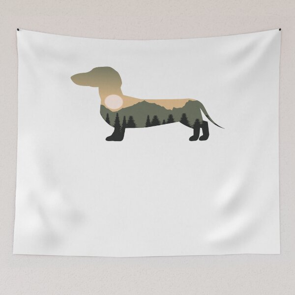 Item preview, dachshund dog forest mountain sunset gift designed and sold by alaechamlal.