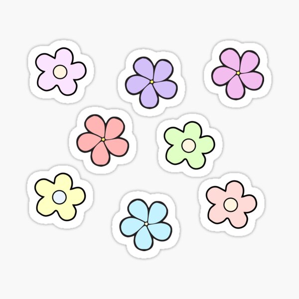 "Pastel flowers l minimalistic aesthetic flowers" Sticker for Sale by Bossin Redbubble