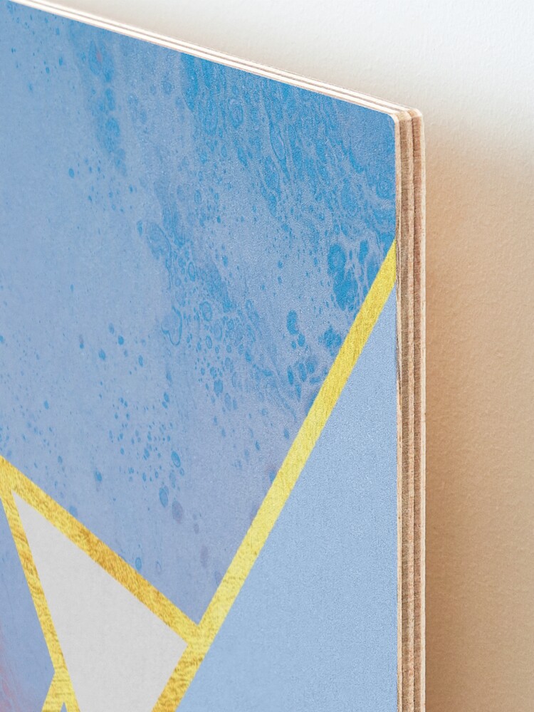 Alternate view of Abstract paint print, color blocking dark blue Mounted Print