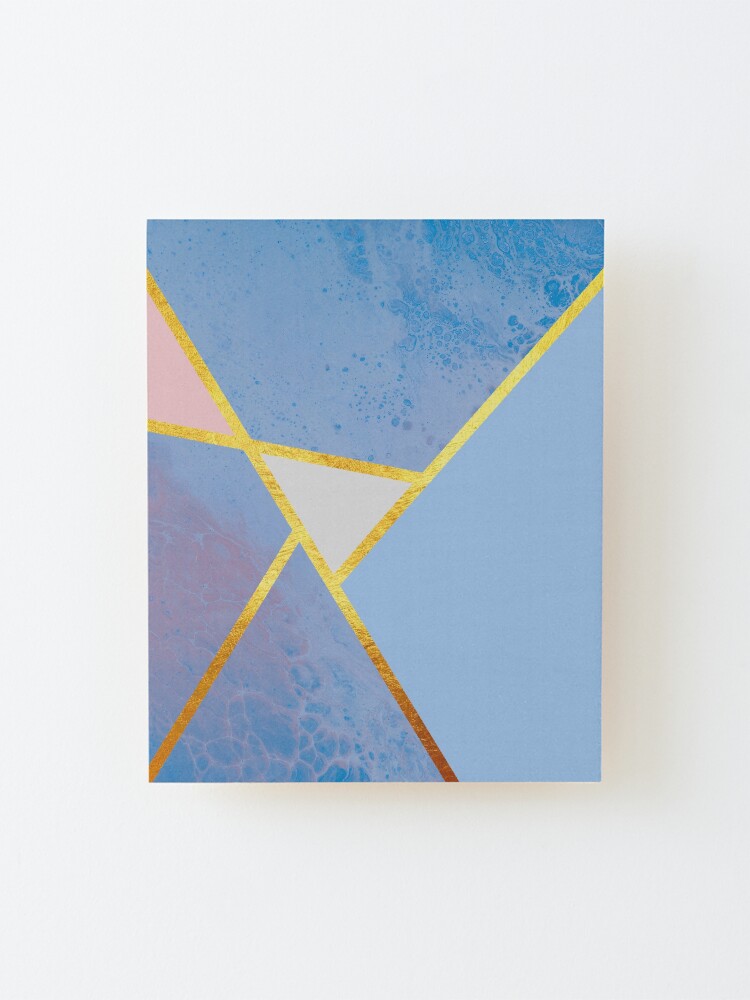 Alternate view of Abstract paint print, color blocking dark blue Mounted Print
