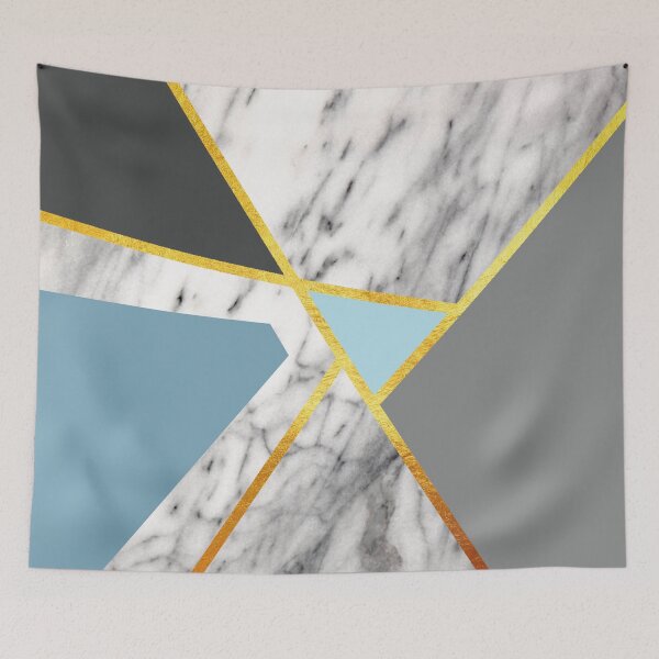 Item preview, Geometric marble print, color blocking blue designed and sold by ColorsHappiness.