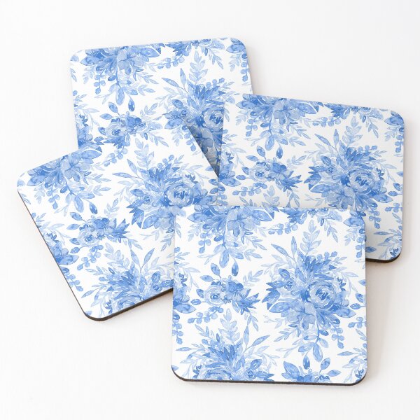 Item preview, Juicy Watercolor Chintz in Cornflower Blue on White  designed and sold by Perrin Le Feuvre.