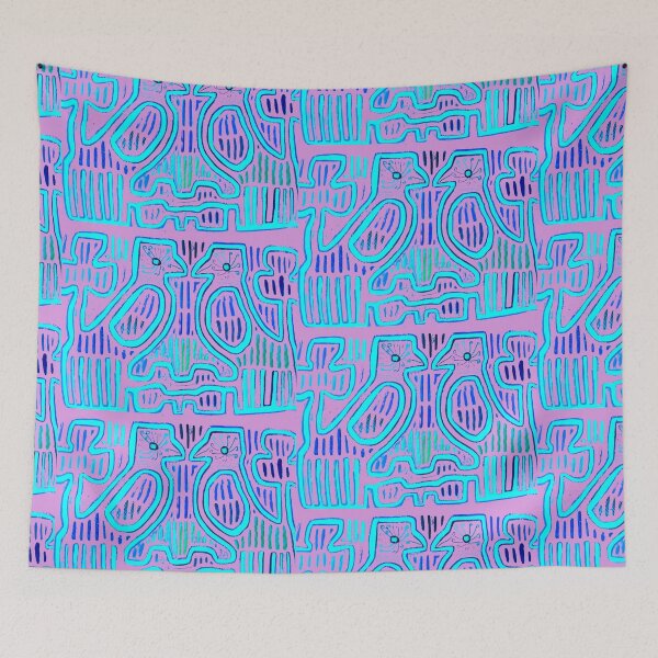 Item preview, Mola Embroidery design Print Pink designed and sold by ZenArt-Fern.