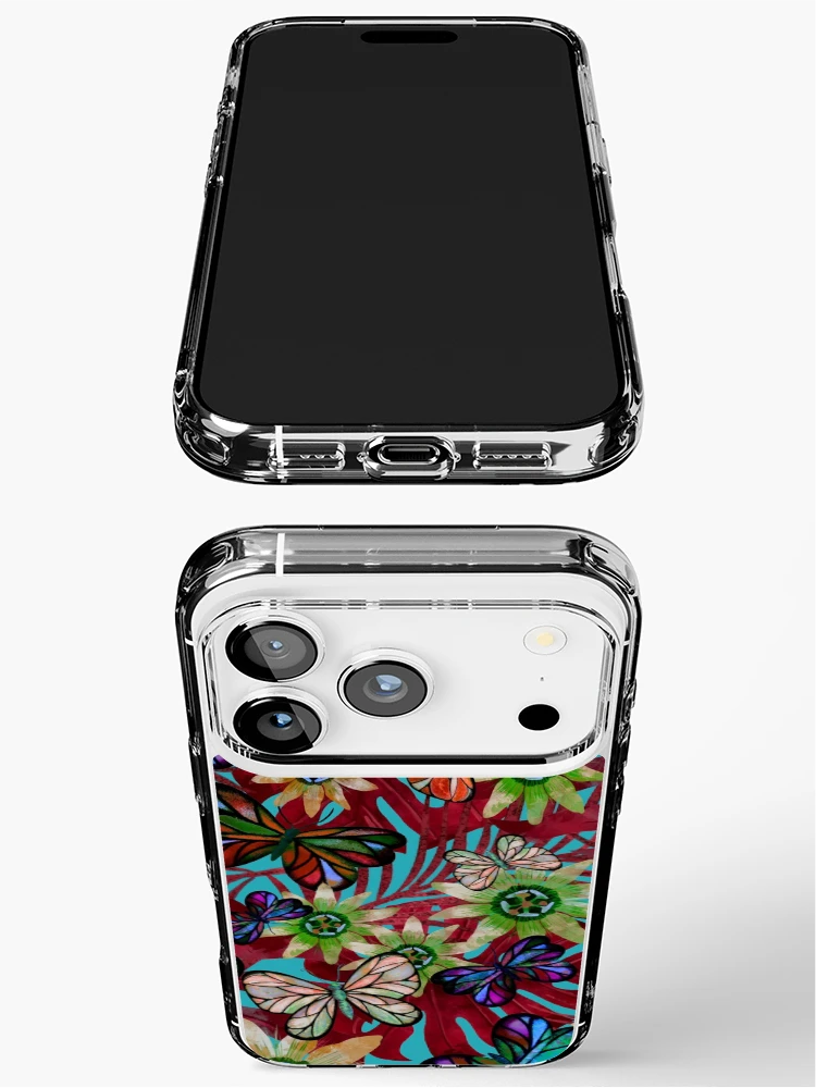 Aperçu 3 sur 5. Coque iPhone avec l'œuvre Jungle Fever Rouge créée et vendue par pixiepatterns.