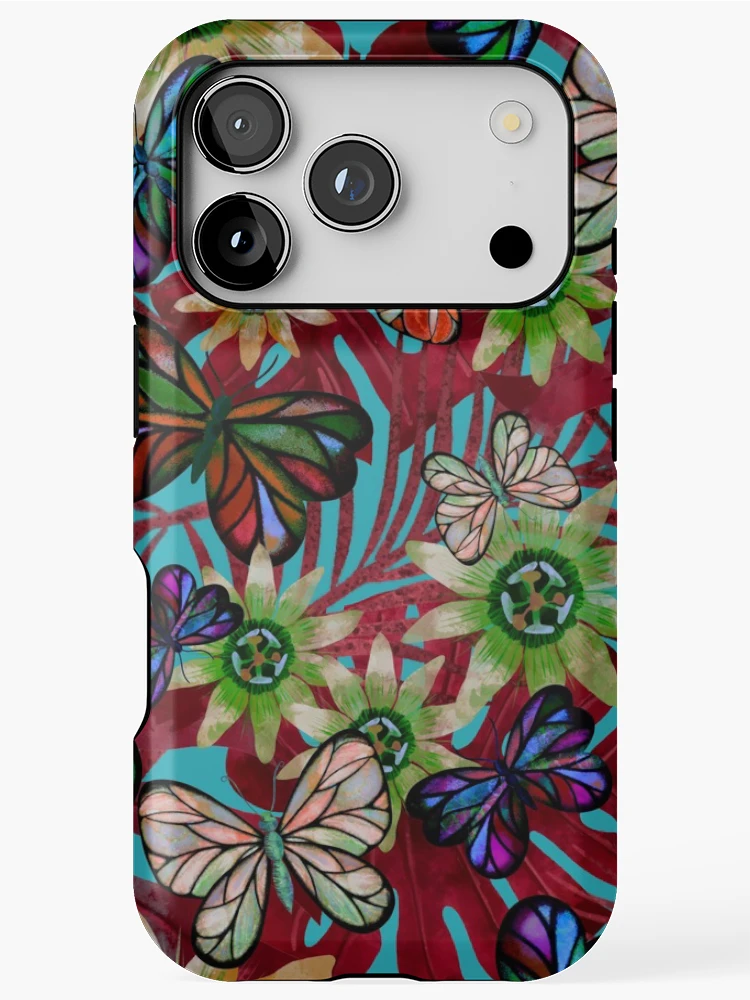 Aperçu 1 sur 4. Coque iPhone avec l'œuvre Jungle Fever Rouge créée et vendue par pixiepatterns.