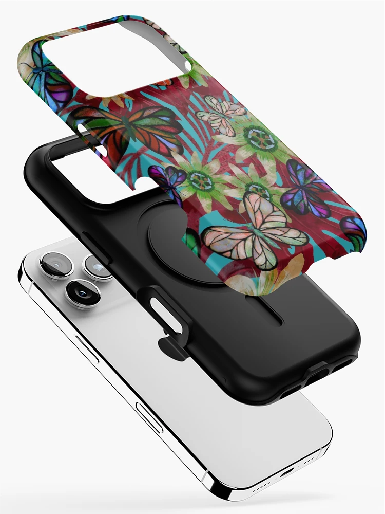 Aperçu 2 sur 4. Coque iPhone avec l'œuvre Jungle Fever Rouge créée et vendue par pixiepatterns.
