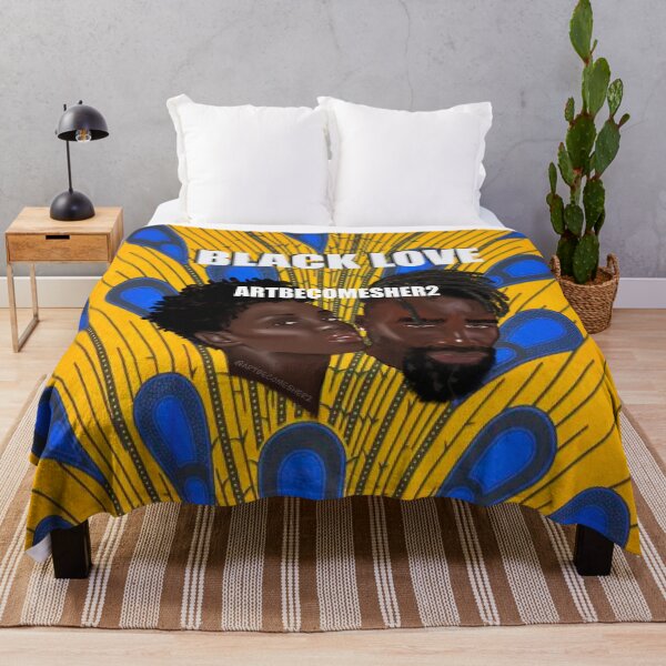 Item preview, Black Love - Blue & Gold Peacock Ankara designed and sold by ArtBecomesHer2.