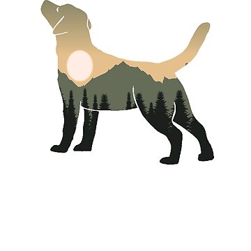 Artwork thumbnail, labrador retriever dog forest mountain sunset gift by alaechamlal