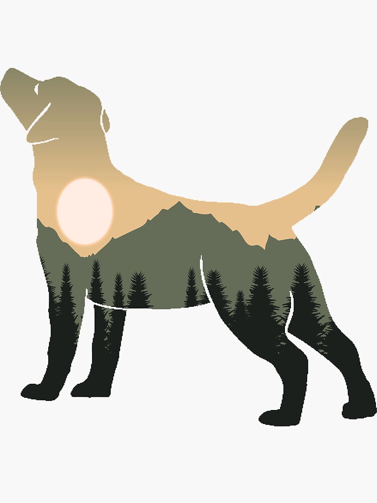 Thumbnail 3 of 3, Sticker, labrador retriever dog forest mountain sunset gift designed and sold by alaechamlal.