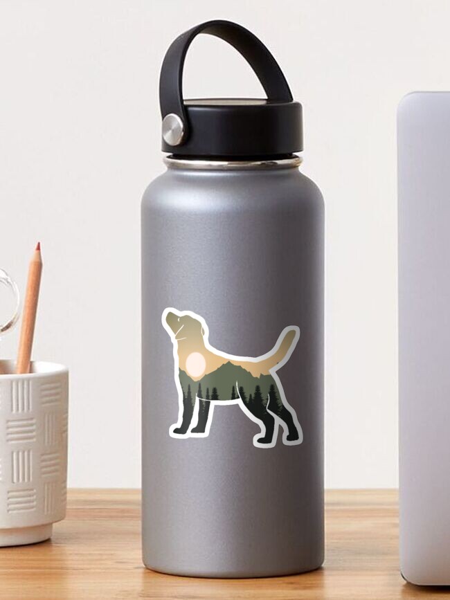 Thumbnail 1 of 3, Sticker, labrador retriever dog forest mountain sunset gift designed and sold by alaechamlal.