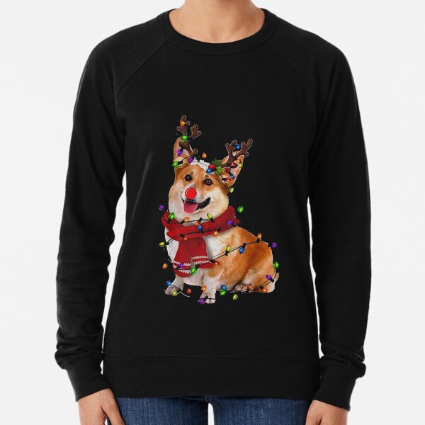 Christmas Reindeer Corgi Lightweight Sweatshirt