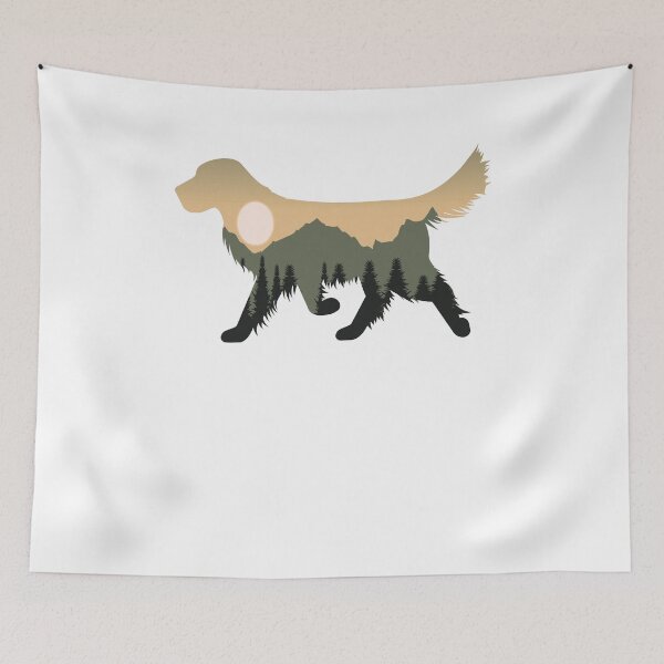 Item preview, golden retriever dog forest mountain sunset gift designed and sold by alaechamlal.